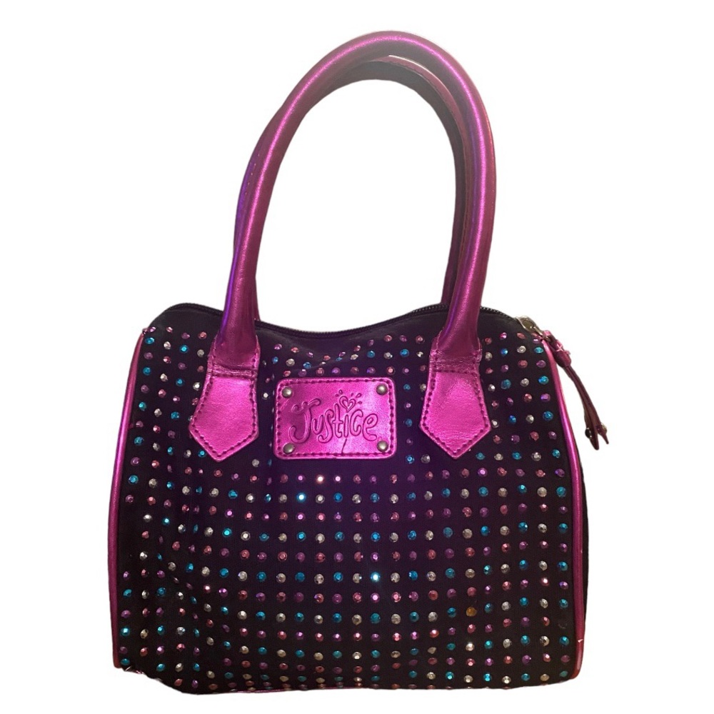 Justice Pink Black Rhinestone Purse